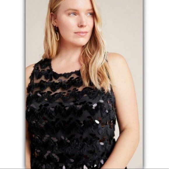 EUC Anthropologie Black Sequin Dress Sz. 16W - Picture 10 of 12